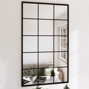 shumee vidaXL Stensko ogledalo 2 kosa črno 100x60 cm kovinsko