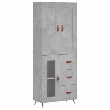 Vidaxl Visoka komoda betonsko siva 69,5x34x180 cm inženirski les