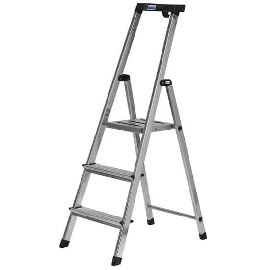 KRAUSE Zložljiva aluminijasta lestvica Krause s 3 stopnicami in antislip funkcijo, max. nosilnost 150 kg, srebrna barva