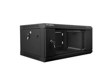 Lanberg Lanberg 19" stenski instalacijski regal 4U 600x450mm, črn (steklena vrata)