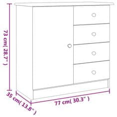 Vidaxl Komoda ALTA 77x35x73 cm trdna borovina