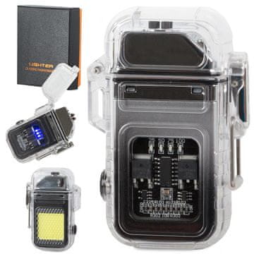 Bailong 2v1 aku. plazma vžigalnik z COB LED svetilko USB 7,5cm