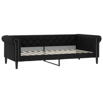 Vidaxl Raztegljiva postelja črna 100x200 cm umetno usnje