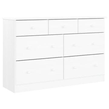 Vidaxl Predalnik ALTA bel 112x35x73 cm trdna borovina