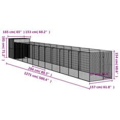 Vidaxl Pasja uta z izhodom antracitna 165x1271x181 cm pocinkano jeklo