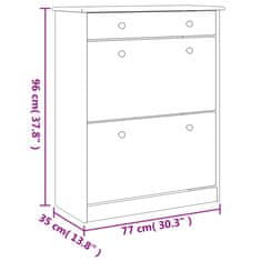 Vidaxl Omara za čevlje VIGO bela 77x35x96 cm trdna borovina