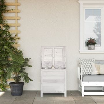 Vidaxl vidaXL Vrtna shramba za shranjevanje bela 50x49x56,5 cm masivni jelkov les