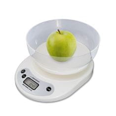 Esperanza Digitalna kuhinjska tehtnica Esperanza EKS007 z ovalno posodo, bele barve, natančnost do 1g, kapaciteta 5kg