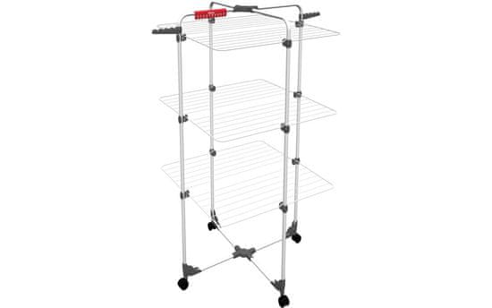 Vileda Sušilnik perila Vileda Mixer 3, 30 m sušilne površine, jeklen, zložljiv, bele barve, s kolesi, kompakten dizajn.