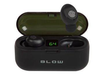 Blow BLOW BTE200 Brezžične slušalke z napajalnikom 2000mAh, črne, v ušesni obliki, Bluetooth 5.0, vodoodporne IPX2