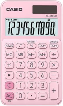 Casio Kalkulator CASIO SL-310UC PK v roza barvi, 10 mestni zaslon, ergonomičen dizajn, baterijsko/solarno napajanje.