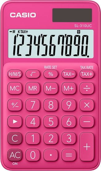 shumee CASIO ŽEPNI KALKULATOR SL-310UC-RD RDEČ, 10 DIGITALNI ZASLON