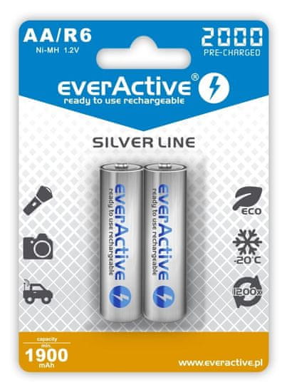 everActive Polnilne baterije everActive Ni-MH R6 AA 2000 mAh Silver Line - Paket 2 kosov