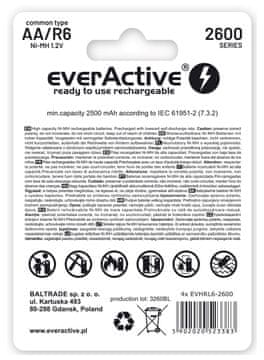 slomart Akumulatorske baterije everActive Ni-MH R6 AA 2600 mAh Professional Line (4 kosov)