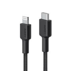 Aukey AUKEY CB-CL03 2m USB-C Kabel z Lightning priključkom, Apple MFi, Črn, 480 Mbit/s, USB Power Delivery, 24h Dostava