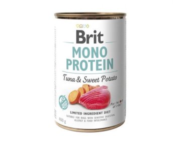 Brit Wet hrana za pse BRIT MONO PROTEIN Tuna s sladkim krompirjem, 400 g – brez glutena, za občutljive pse, zdravje ledvic in sečil