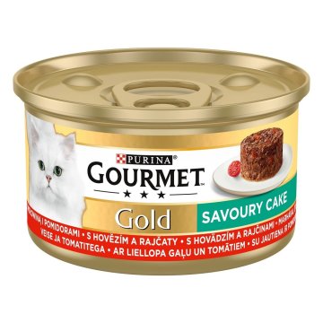 slomart Purina GOURMET Gold mokra hrana za mačke s govedino in paradižnikom, 85 g, brez glutena, za odrasle mačke