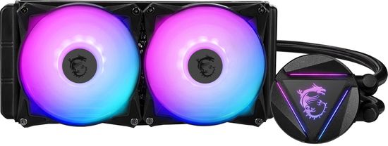 MSI MSI MAG CORELIQUID 240R V2 AIO hladilnik z vodnim hlajenjem za CPU, 2 ventilatorja, RGB osvetlitev, črna barva