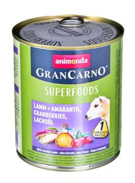 Animonda ANIMONDA GranCarno Superfoods: Konserva z jagnjetino, amarantom in brusnicami - 800g, brez glutena, za odrasle pse