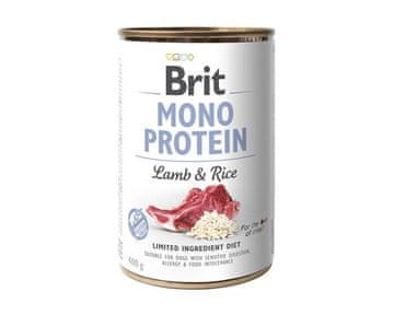 Brit BRIT MONO PROTEIN mokra hrana za pse jagnjetina z rižem 400 g, brez umetnih dodatkov, brez glutena, primerna za vse pasme