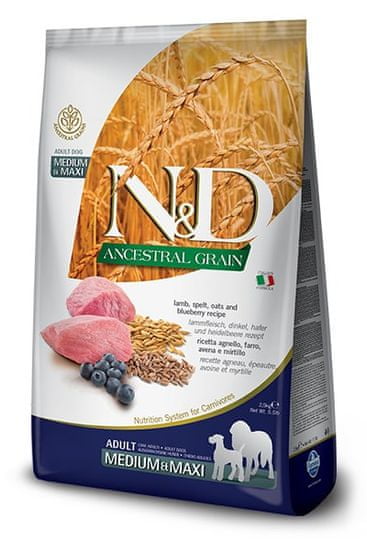 Farmina ancestral grain lamb blueberry adult medium maxi suha hrana za pse - 12 kg