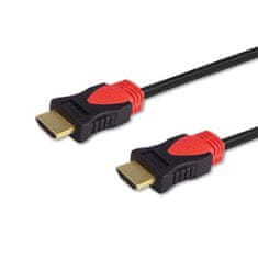 SAVIO Savio CL-95 HDMI kabel, 1,5 m, tip A, črno-rdeč, 2.0, 600 MHz, 18 Gbit/s, podpora 2160p, moški-moški
