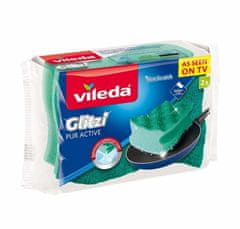 Vileda Profilirane gobe Vileda Pur Active, 2 kosa, zelene barve, iz poliuretana, ročno pranje, dimenzije 40x60x90 mm