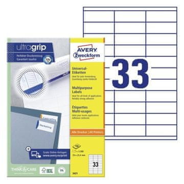 Avery Zweckform Etikete zweckform 3421 70x25,4mm