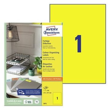 Avery Zweckform Etikete zweckform 3473 210x297mm rumene