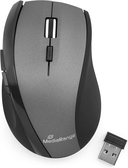 MediaRange Miška brezžična 5x gumb wireless črno/siva mros203