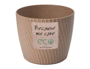 Pokrov za cvetlični lonec MIKA PETIT ECO WOOD plastika d19x16cm, svetlo rjava