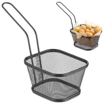 Hendi Košarica za serviranje ocvrtih prigrizkov in pomfritov z ročajem, črna, 130 x 115 x 80 mm – Hendi 425695