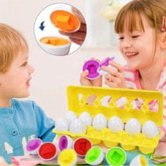 Mormark Poučna igrača za učenje barv in številk, Didaktična igrača, Igrača za otroke, Komplet s škatlo in 12 jajci, Igra parov | EGGCELLENT