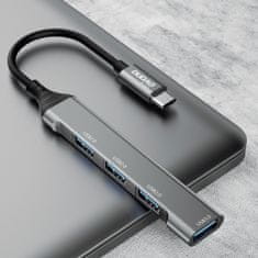 DUDAO A16T HUB adapter USB-C - 4x USB, črna