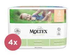 MOLTEX 4x Pure & Nature plenice za enkratno uporabo 2 Mini (3-6 kg) 38 kosov - EKONOMSKI PAKET