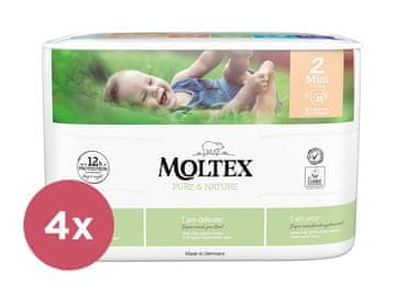MOLTEX 4x Pure &amp; Nature plenice za enkratno uporabo 2 Mini (3-6 kg) 38 kosov - EKONOMSKI PAKET
