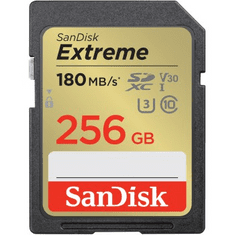 SanDisk Extreme 256 GB pomnilniška kartica SDXC 180 MB/s in 130 MB/s UHS-I, razred 10, U3, V30