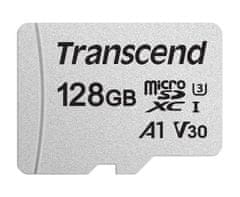 Transcend 128GB microSDXC 300S UHS-I U3 V30 A1 3D TLC (Class 10) pomnilniška kartica (brez adapterja), 95MB/s R, 45MB/s W