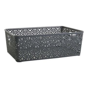 STREFA Košara MONAKO XL plastična kovinsko siva 39x27x14cm