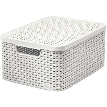 Curver RATTAN plastična košara kremasta 40x29x19cm (M) s pokrovom