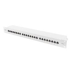 Digitus CAT 6A povezovalni panel, zaščiten, 1U, 24 priključkov, 8P8C, siv, 483 mm (19")