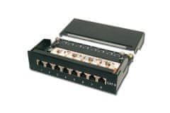 Digitus namizni CAT 6 povezovalni panel, zaščiten, razred E, 8 priključkov RJ45, 8P8C, LSA, črn, 482x44x109