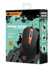 Canyon Gaming miška ECLECTOR, 6 programabilnih gumbov, senzor Pixart, do 3200 DPI, pleten kabel, RGB osvetlitev, črna