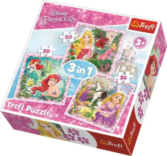 Trefl Disneyjeve princese in prijatelji Puzzle 3v1 (20,36,50 kosov)