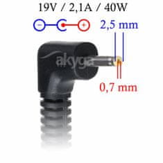 Akyga polnilec za prenosne računalnike 19V/2.1A 40W 2.5x0.7mm za ASUS