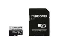Transcend 128GB microSDXC 340S UHS-I U3 V30 A2 3D TLC (Class 10) pomnilniška kartica (z adapterjem), 160MB/s R, 125MB/s W