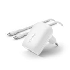 Belkin BOOST CHARGE 30W USB-C Power Delivery PPS Stenski polnilnik + 1m kabel USB-C do USB-C, bel
