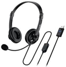 Genius Slušalke - HS-230U, slušalke, žične, z mikrofonom, z nadzorom glasnosti, dolžina kabla 2,4 m, USB, črne
