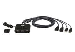 Aten 2-portni HDMI KVM USB mini, integrirani kabli, gumb za preklop