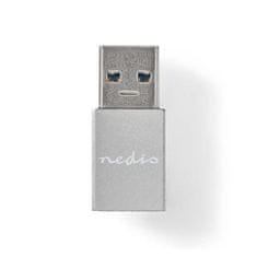 Nedis CCGB60925GY - Adapter USB-C| USB 3.2 Gen 1 | Vtič USB-A | Vtičnica USB-C | 5 Gb/s | Okrogla | Niklena obloga